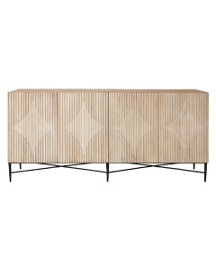 Kilburn Elm Wooden Sideboard In Light Grey With 4 Doors