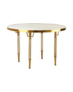 Modica Concrete Top Dining Table In White With Rich Gold Stainless Steel Legs