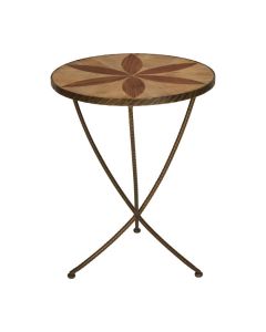 Edwin Large Round Elm Wood Side Table In Brown With Metal Legs