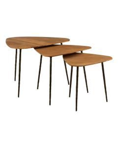 Elma Triangular Wooden Nest Of 3 Tables In Brown