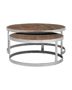 MItra Wooden Nest Of 2 Tables In Natural With Polished Legs