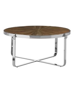 Mitra Wooden Coffee Table In Natural With Stainless Steel Base