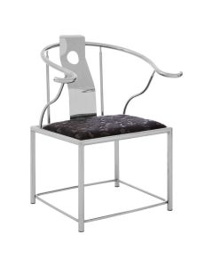 Yasmin Black Velvet Upholstered And Steel Chair In Silver