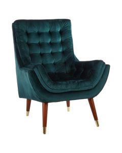 Vega Sumptuous Tufted Velvet Upholstered Armchair In Green