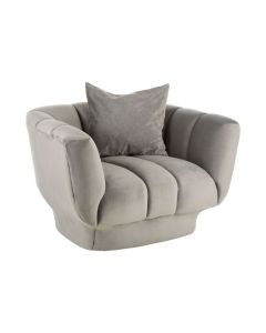 Kenton Velvet Upholstered Armchair In Light Grey
