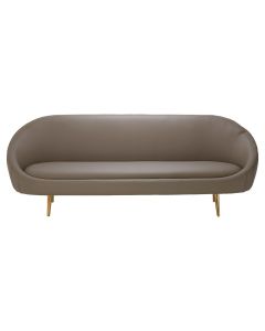 Lagero Faux Leather 3 Seater Sofa In Brown With Gold Stainless Steel Legs