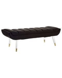 Bayley Velvet Upholstered Hallway Seating Bench In Black