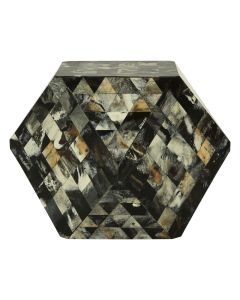 Marlox Wooden Geometric Stool In Antique Green