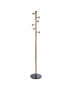 Hawkes Metal Coat Stand In Antique Brass With Stone Base
