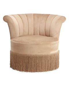 Louxor Polyester Velvet Swivel Bedroom Chair In Cream