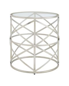 Rubia Tempered Glass Side Table With Metal Frame