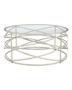 Rubia Clear Tempered Glass Coffee Table With Silver Base
