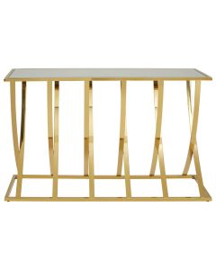 Reena Mirrored Glass Console Table With Gold Stainless Steel Base