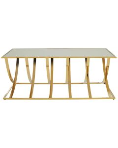 Reena Mirrored Glass Coffee Table With Gold Stainless Steel Base