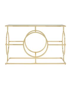 Roena Mirrored Glass Console Table With Gold Stainless Steel Base