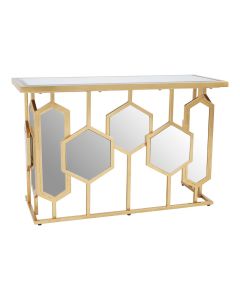 Rio Glass Top Metal Console Table In Gold