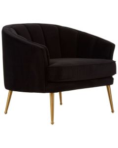 Hendricks Velvet Upholstered Armchair In Black