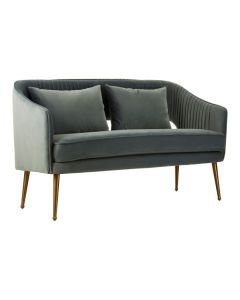 Herne Velvet Upholstered 2 Seater Sofa In Blue