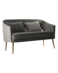 Herne Velvet Upholstered 2 Seater Sofa In Grey