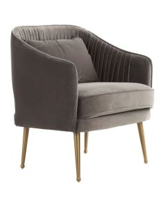 Hendricks Velvet Upholstered Armchair In Grey