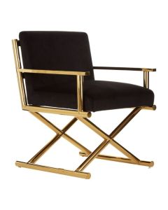 Hendricks Velvet Upholstered Lounge Chair In Black