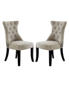 Regents Park Muted Grey Fabric Dining Chairs With Natural Legs In Pair