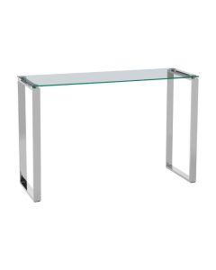 Anaco Clear Glass Console Table With Chrome Metal Legs