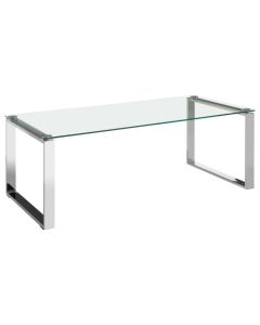 Anaco Rectangular Clear Glass Coffee Table With Chrome Metal Base