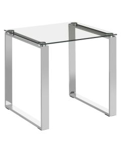 Anaco Square Clear Glass Top End Table With Silver Metal Frame