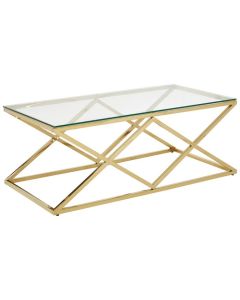 Alton Clear Glass Coffee Table With Gold Metal Frame