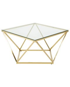 Alton Clear Glass Side Table With Gold Twist Design Metal Base