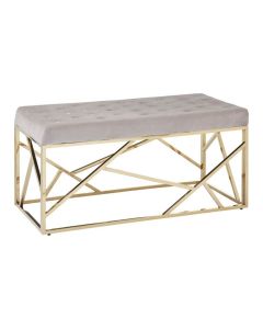 Allure Velvet Upholstered Dining Bench In Mink With Gold Metal Frame