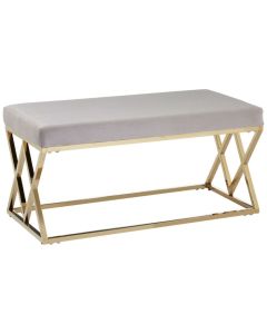 Allure Velvet Upholstered Dining Bench In Mink With Gold Frame