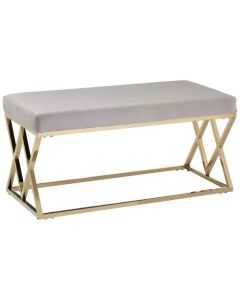 Allure Velvet Upholstered Dining Bench In Mink With Gold Frame