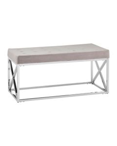 Allure Velvet Upholstered Luxe-Style Dining Bench In Mink With Silver Frame