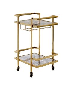 Vita Agate Top Drinks Trolley With Gold Metal Frame