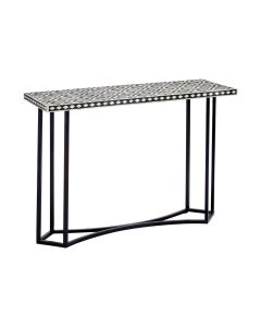 Boho Sheesham Wood Console Table In Black With Metal Frame