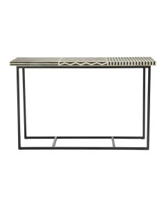 Boho Mango Wood Console Table In Black With Metal Frame