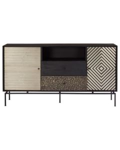 Boxworth Mango Wooden Sideboard In Black With 2 Doors And 2 Drawers