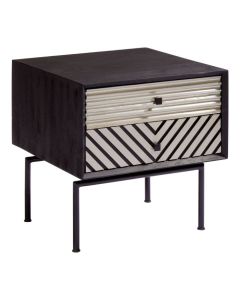 Baird Wooden Bedside Table With 2 Drawers In Black