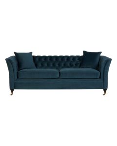 Sabrina Velvet Fabric 3 Seater Sofa In Midnight Blue