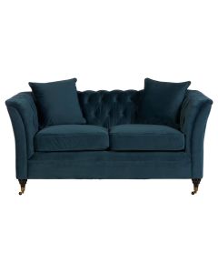 Sabrina Velvet Fabric 2 Seater Sofa In Midnight Blue