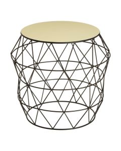 Calixtus Round Metal Side Table In Ivory With Black Metal Frame