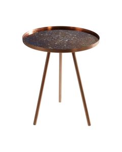 Cadfan Round Glass Top Side Table In Matte Copper