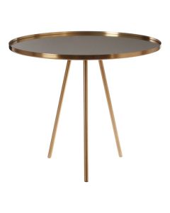 Cadfan Round Glass Top Side Table In Gold