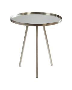 Cadfan Round Glass Top Side Table In Matte Nickel