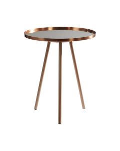 Cadfan Round Glass Top Side Table In Copper