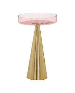 Magee Small Glass Top Side Table With Gold Metal Base