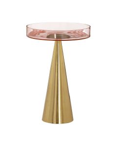 Magee Large Glass Top Side Table With Gold Metal Base