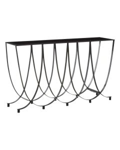 Trento Glass Top Metal Console Table In Black